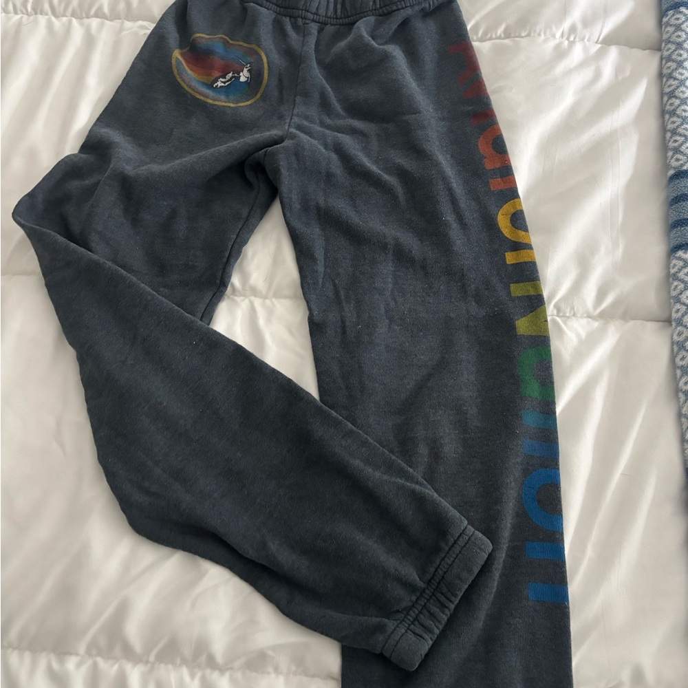 Aviator Nation Gray Sweatpants with Rainbow Print